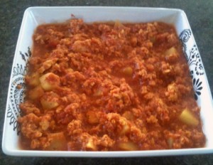 Ground Chicken, Turkey or Beef with Tomatoes