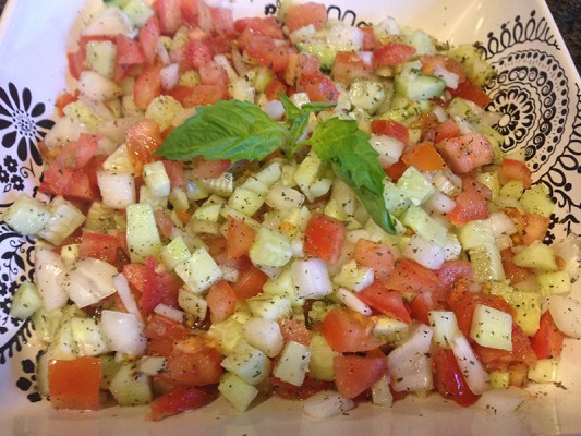 Cucumber and Tomato Salad with Sweet Onion