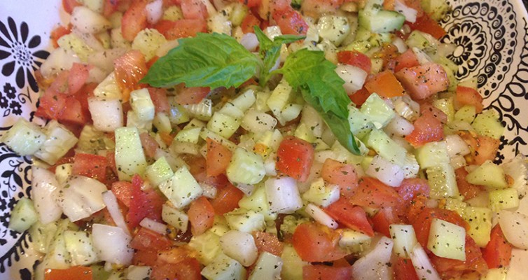 Cucumber and Tomato Salad with Sweet Onion
