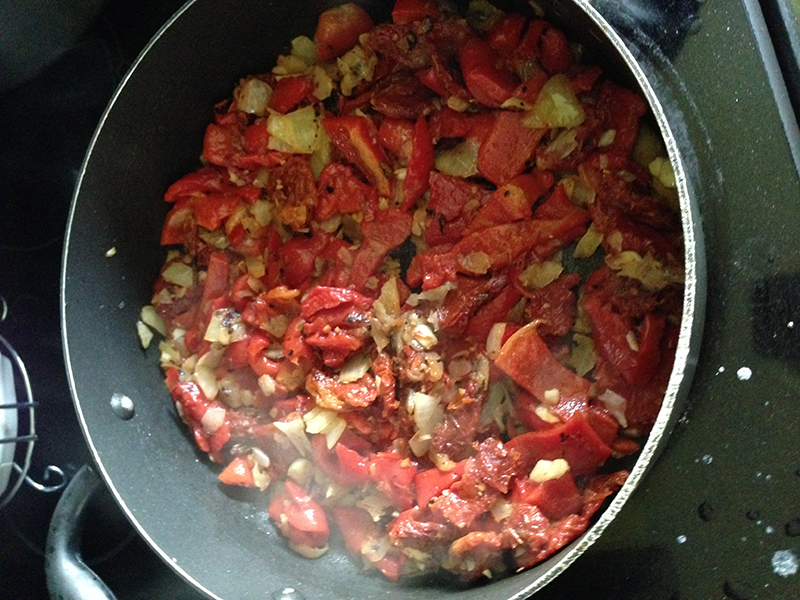 Sauteed Onion Garlic Bell Pepper and sun Dried Tomatoes