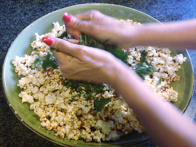 BBQ Seasoned Popcorn with Kale Chips
