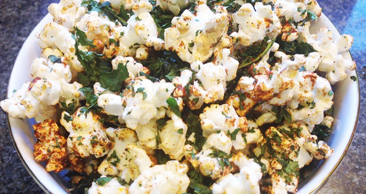 Seasoned Popcorn with Kale Chips