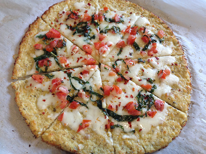 Cauliflower Crust Tomato Basil Pizza