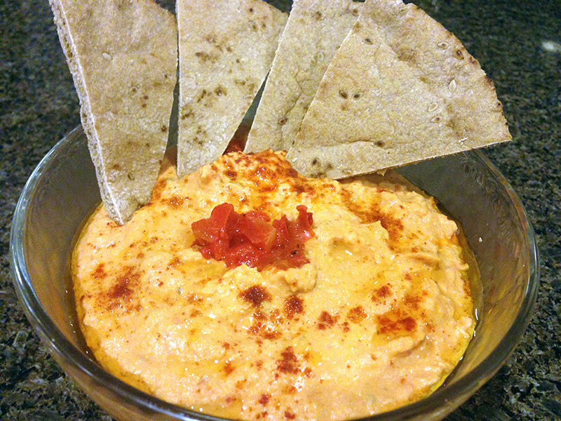 Spicy Roasted Pepper and Jalapeno Hummus